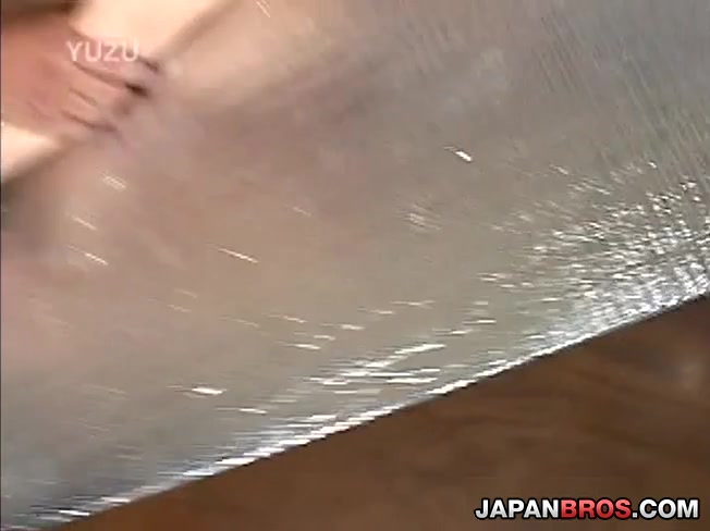 Busty pig tailed Asian milf with oiled body gets fucked hard