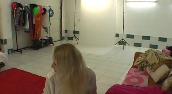 Sexy czech blonde does backstage striptease