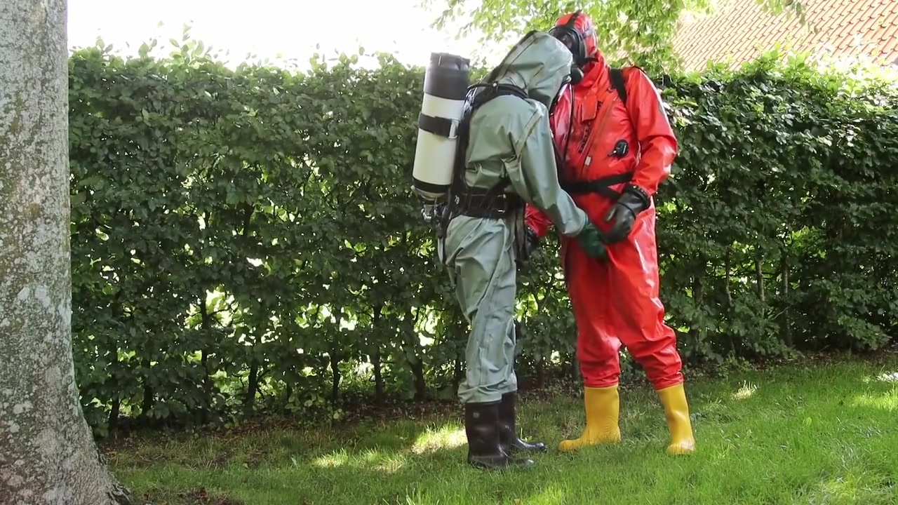 Chemical Hazmat Rubber Suit Action