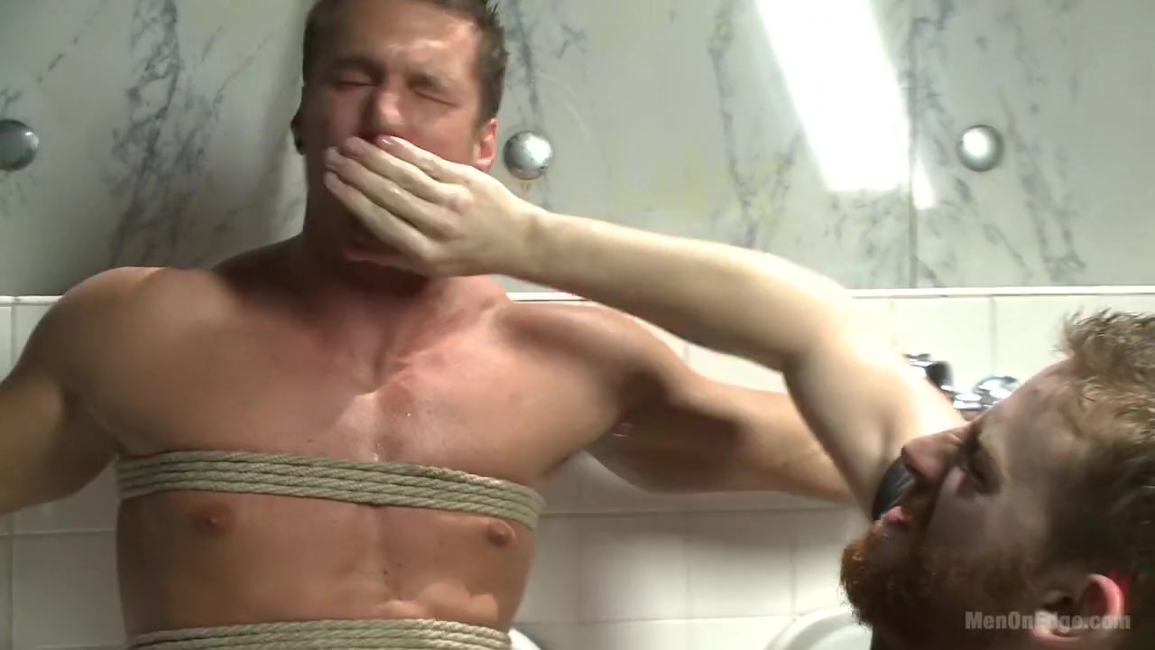 College jock gets a crash course in edging while bound to the urinals