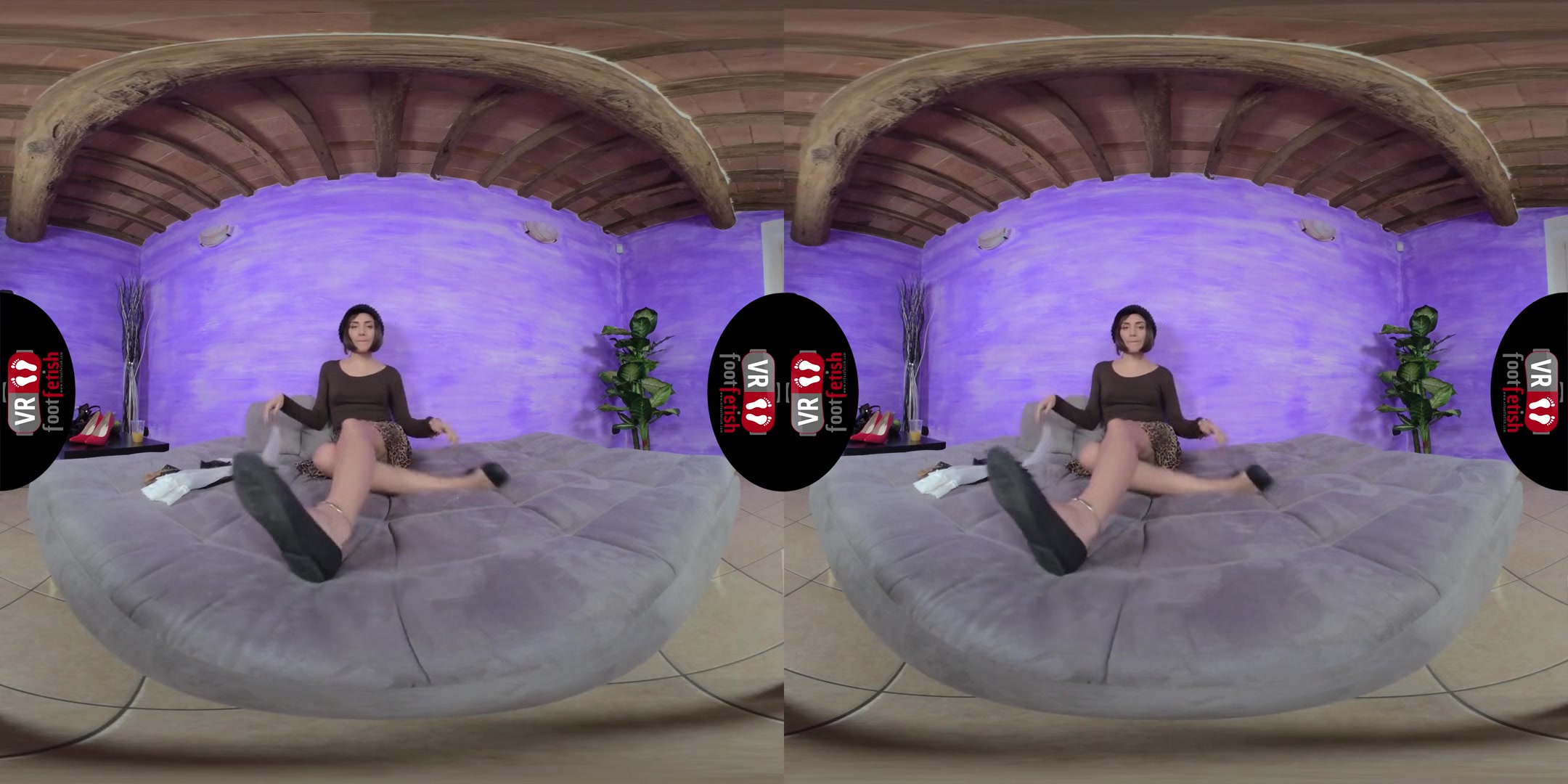 Dazzlingly Beautiful Aradia Tries On Different Pairs Of Hold-Ups - Virtual Reality Foot Fetish Close-Up