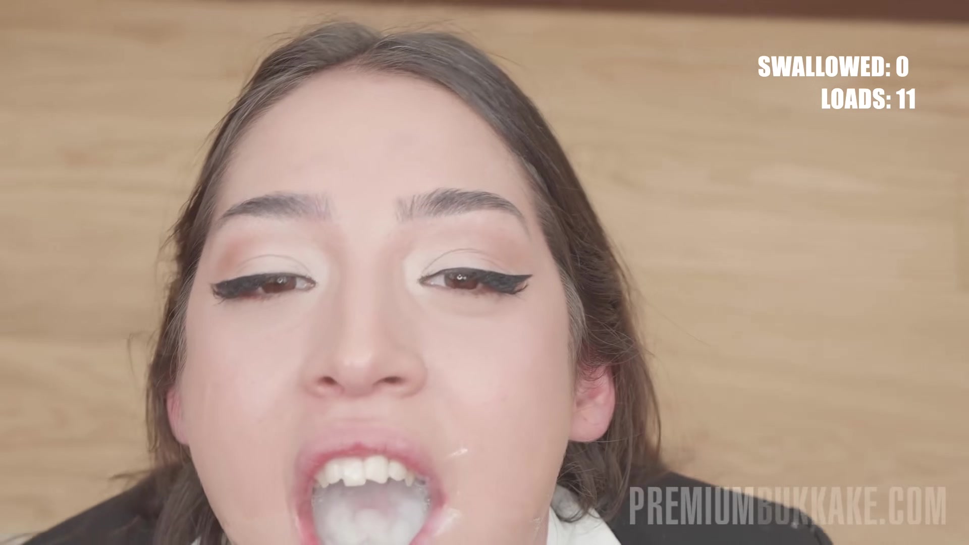 PremiumBukkake - Melania Dark swallows 60 huge mouthful cumshots