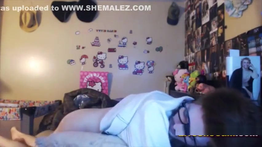Blonde big tits shemale fucks a guy