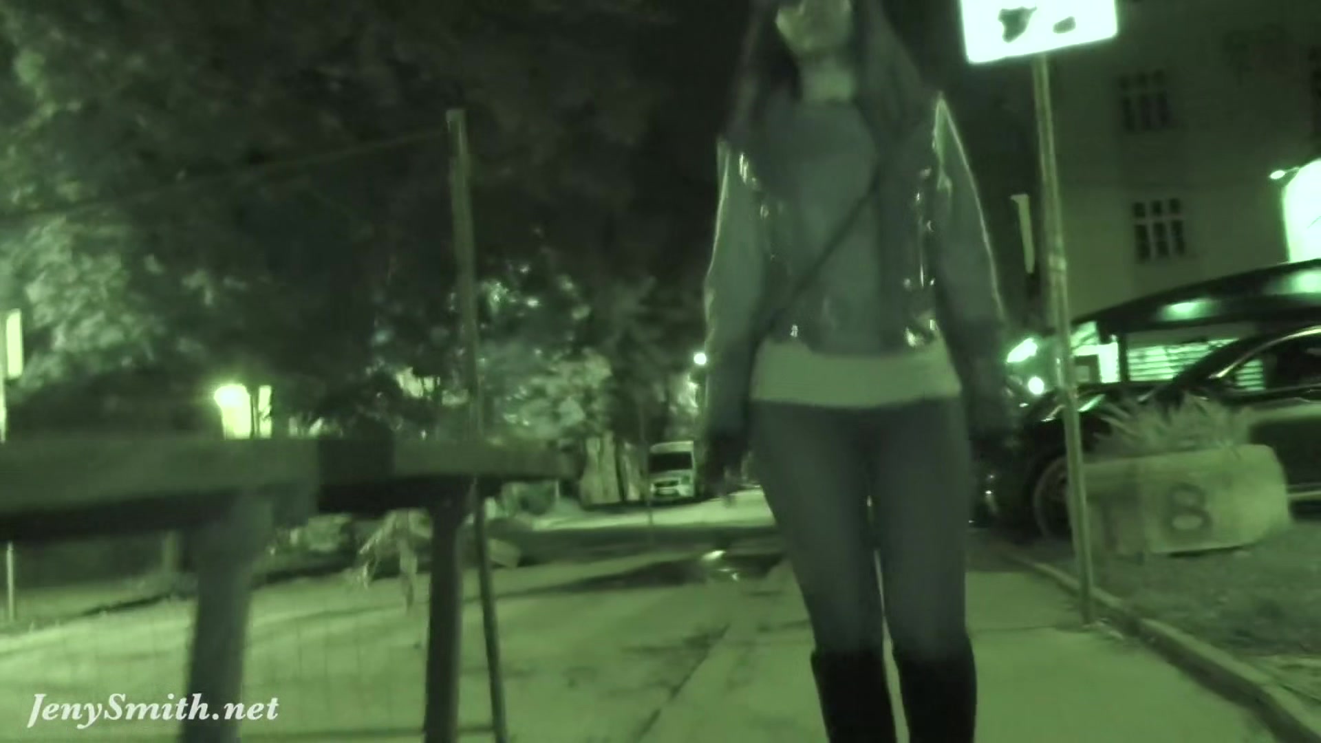 Jeny Smith goes in a club with simless transparent leggings. Teasing a stranger in public place