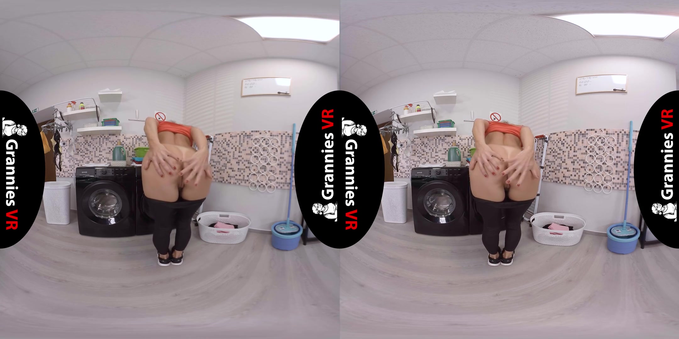 Kathy Anderson - Masturbation In The Laundry; Mature Blonde Babe Solo