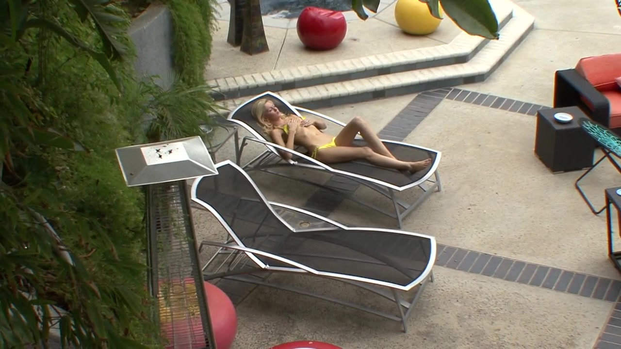 Hot blonde masturbating by the pool when she got a hard guest by Smokin Hot teens 18+