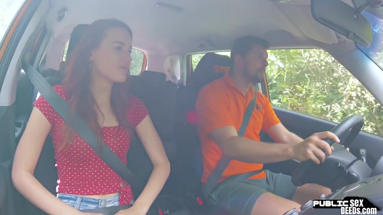 Czech redhead sucks off and fucks her driving tutor