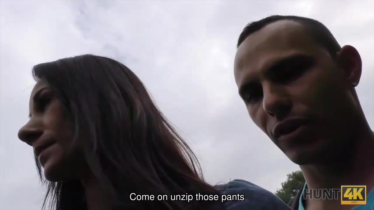 HUNT4K. Slutty girl cheats on boyfriend outdoors in front of him
