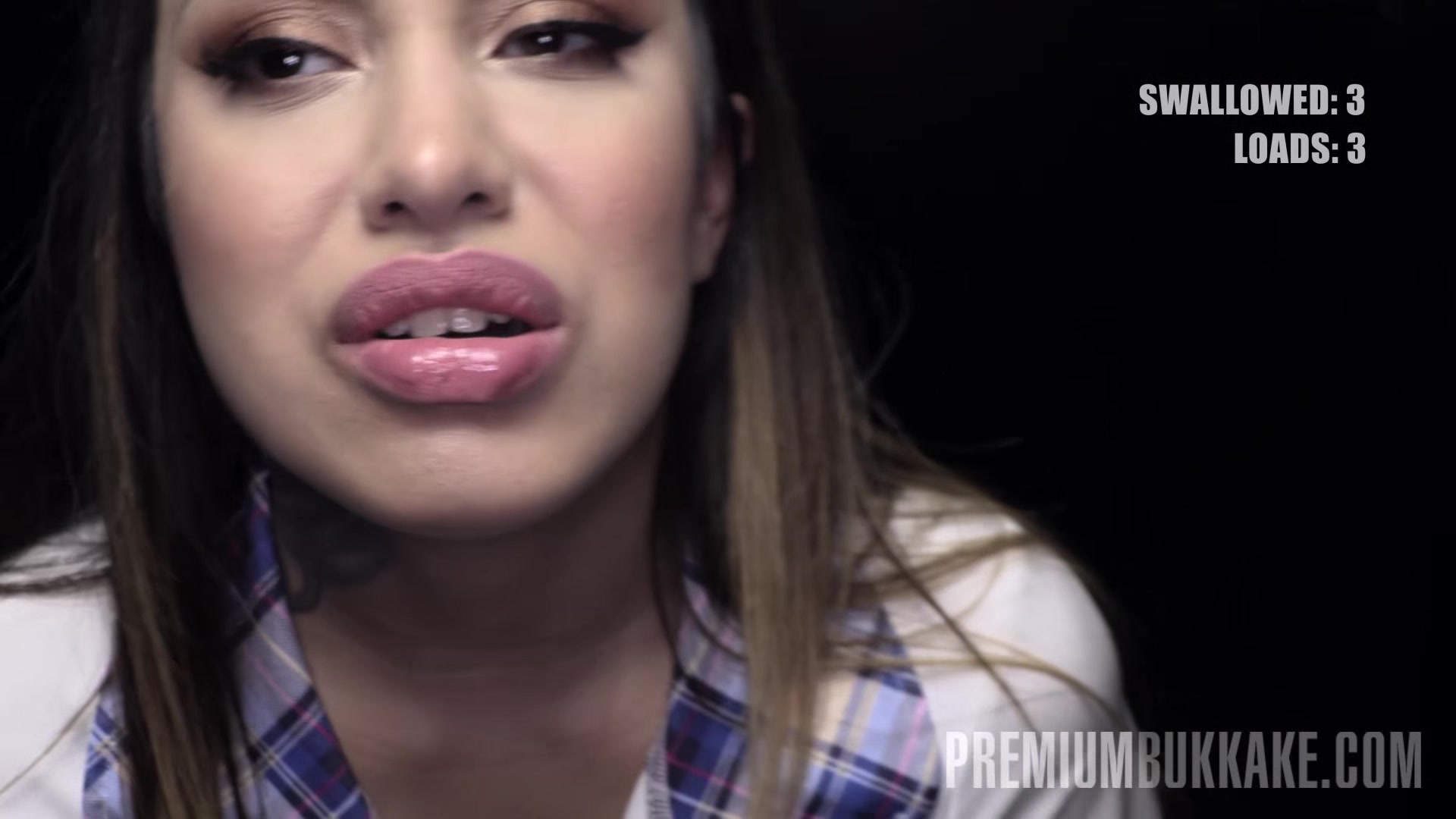 Premium Bukkake - Roxy Lips swallows 51 huge gloryhole cum loads