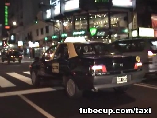 Blonde and brunette lesbian licking in taxi