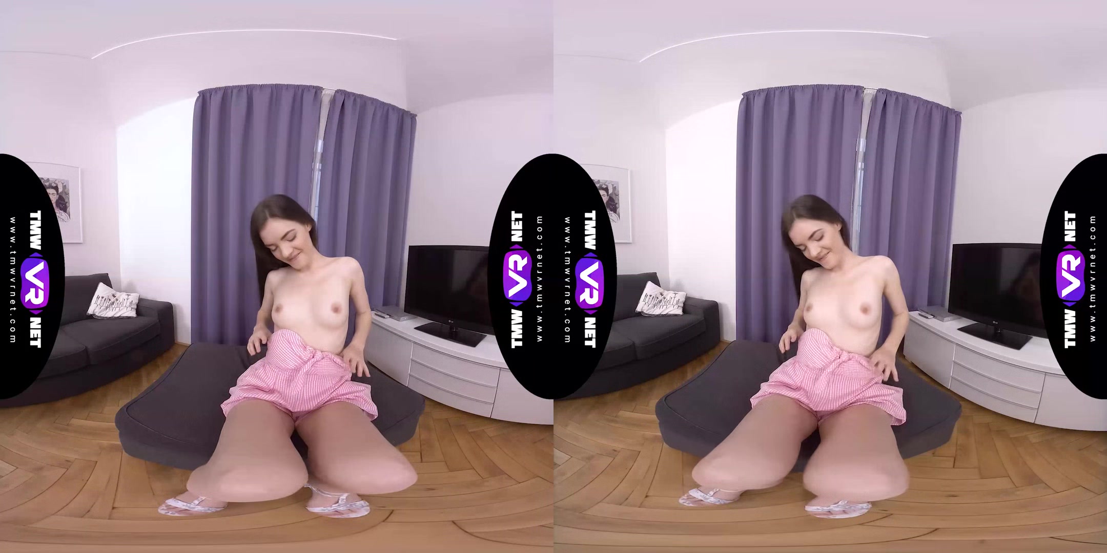 Kinky sex practice on couch
