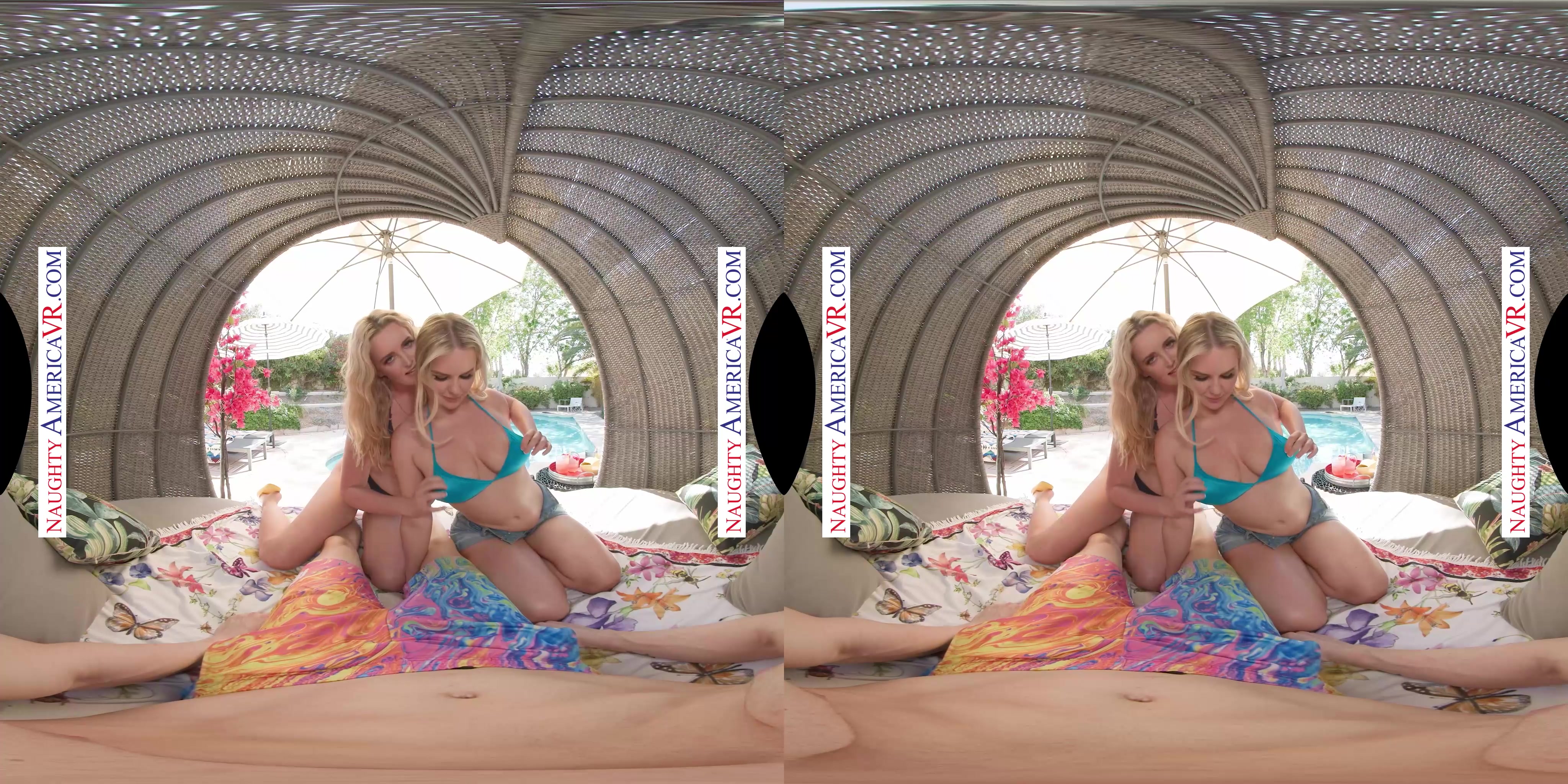Crazy hot neighbor Slimthick Vic and her sexy Australian friend Charlie Forde stop by your pool to have a naughty threesome!