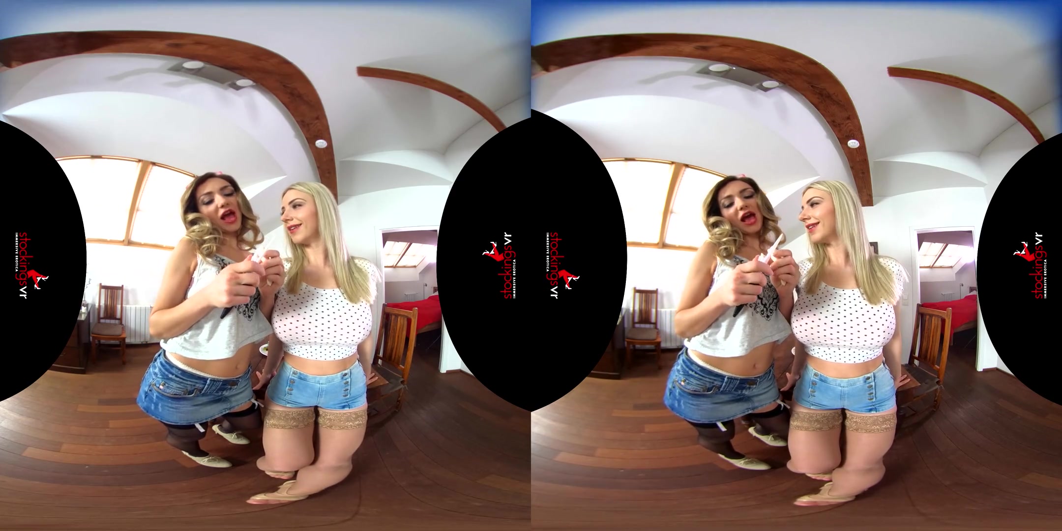Natalie Cherie & Victoria Puppy in Creamy starring Victoria Puppy and Nathaly Cherie - StockingsVR