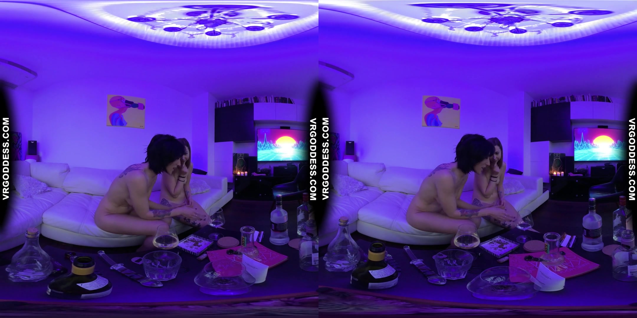 Black Light Chilling With Lesbians Alex And Blake Pussy Licking Drinking Lesbo Private Party
