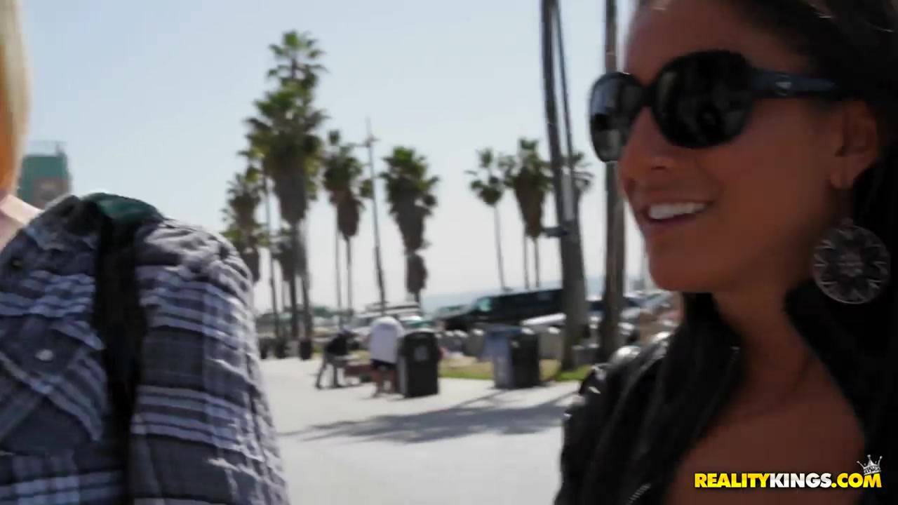 Nice interview with naked girls at the beach and in the pool