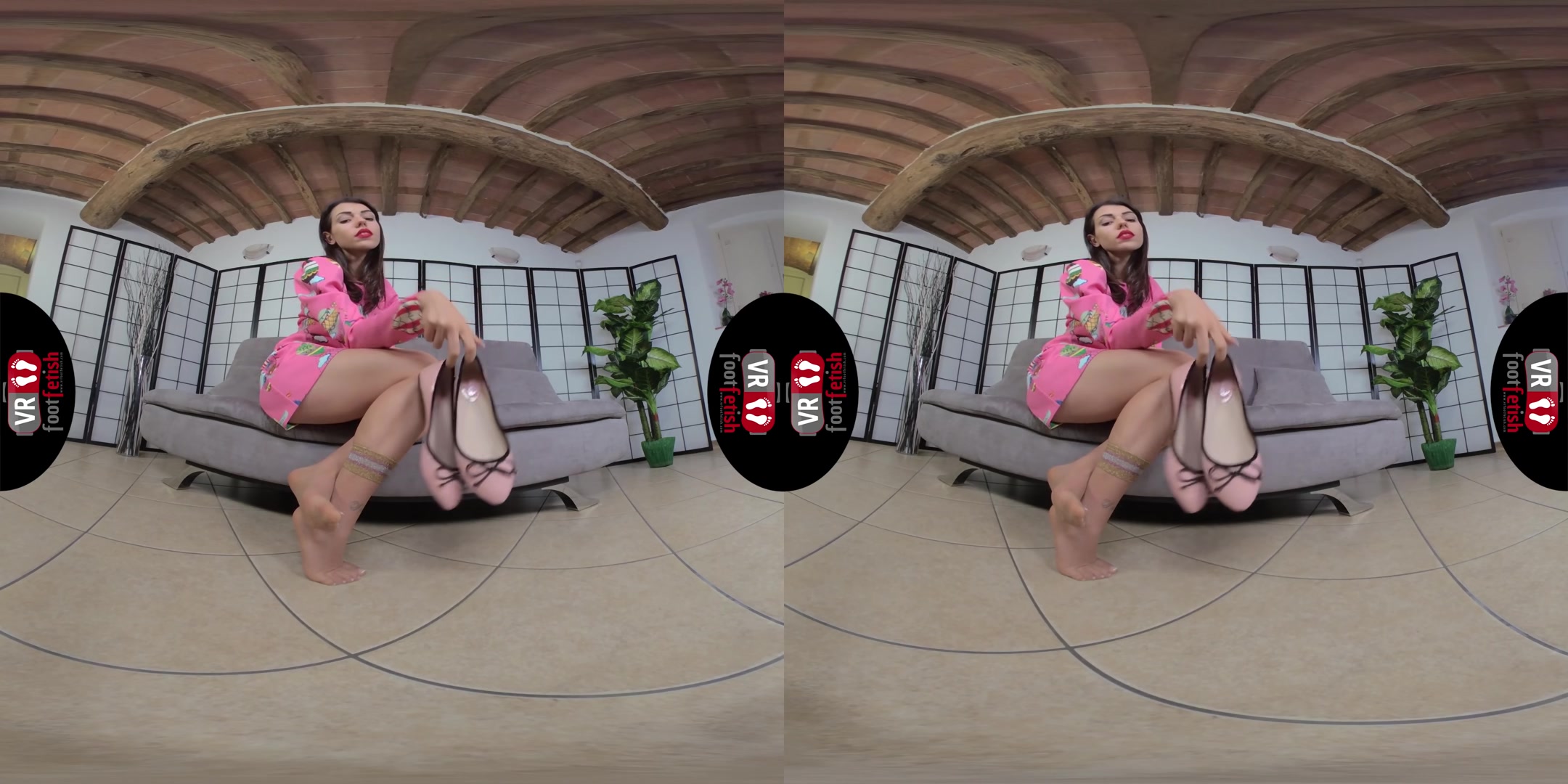 Super Sexy Petra In Midcalf Nylon Socks And Pink Ballerina Flats - VRFootFetish