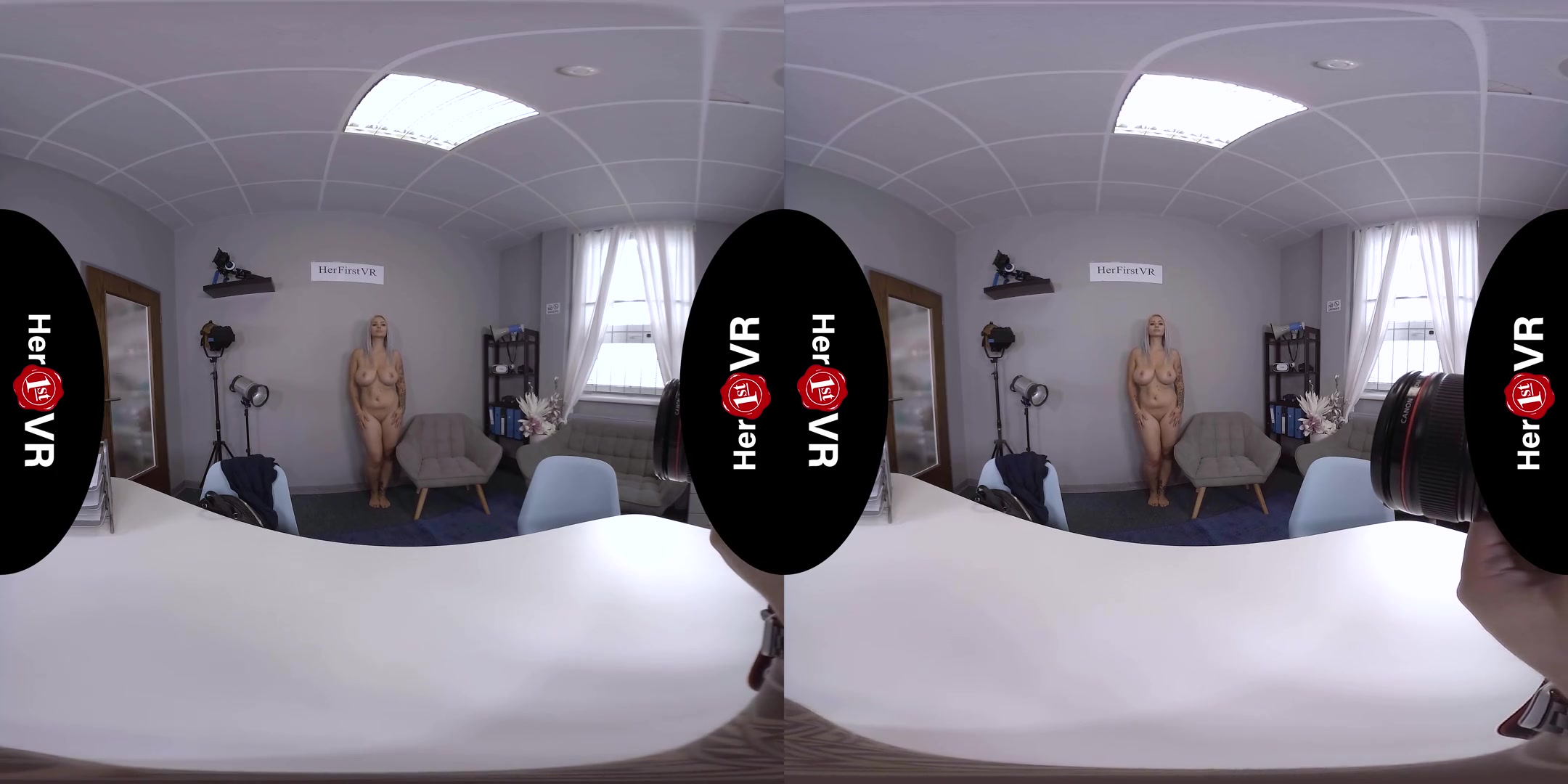 Domino - VR Casting; Huge Tits Blonde Amateur with Tattoos