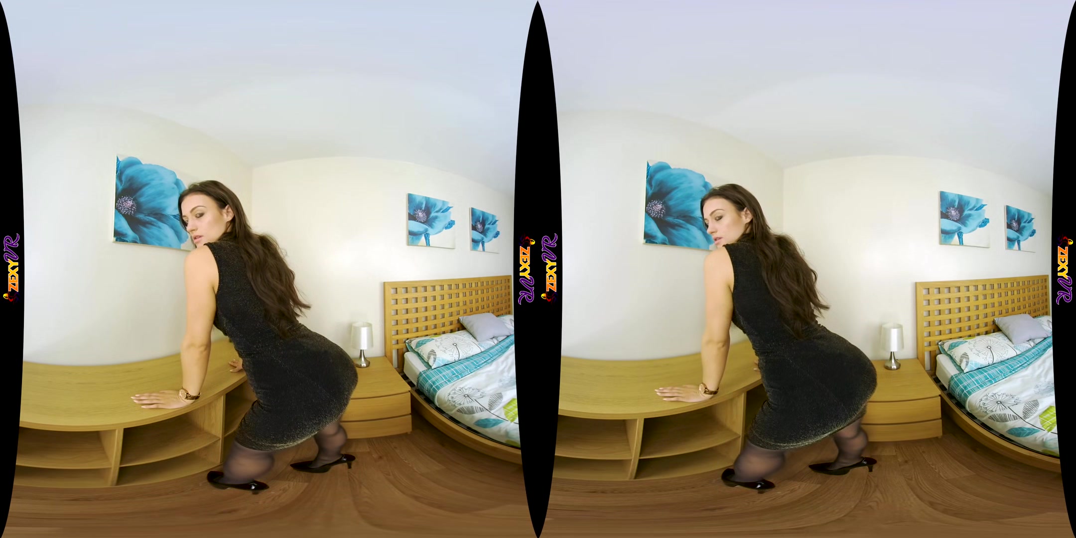 Bedside Babe - Big Tits Brunette Vr Striptease - Sexlikereal