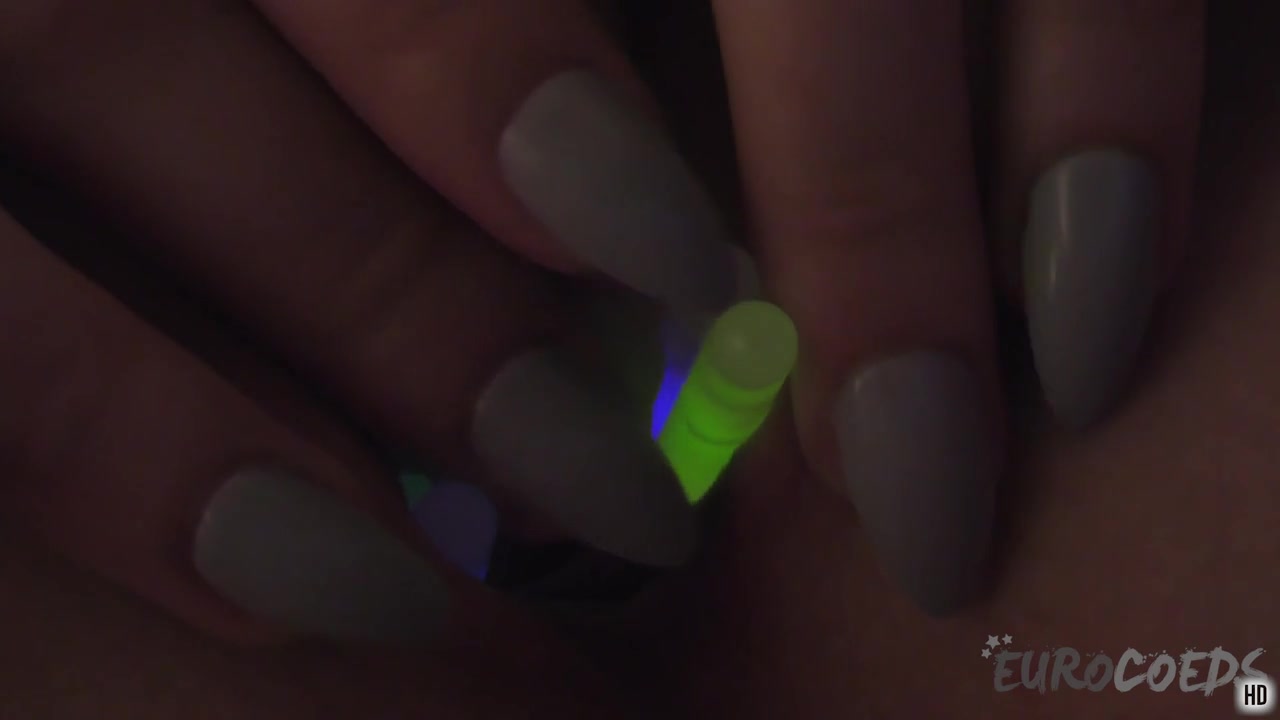 Margarita Tries Some Kinky Masturbation Gaping Her Young Tight Pussy With Glowsticks
