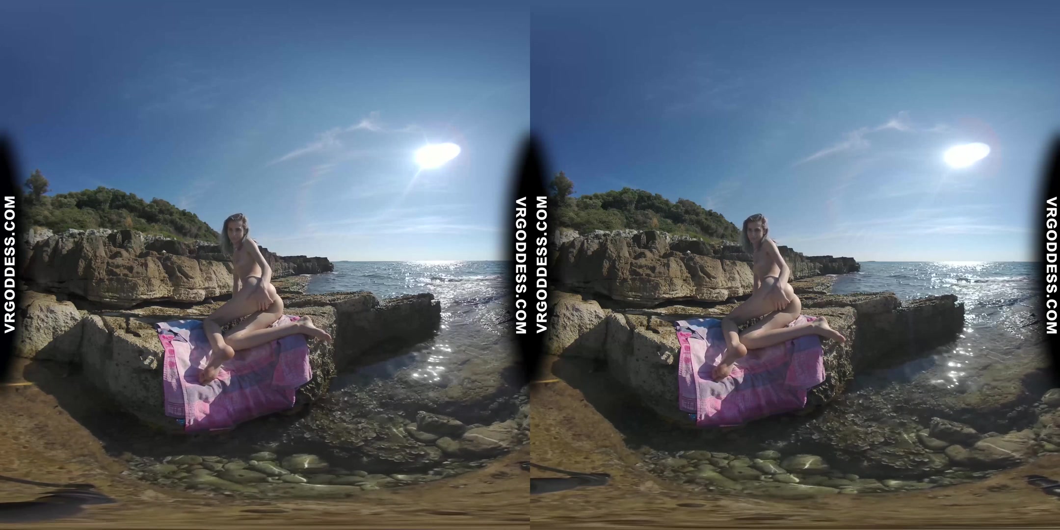 Sensual Sunbathing And Skinny Dipping On Vacation With Sexy Thin Blonde Poppy Jillin