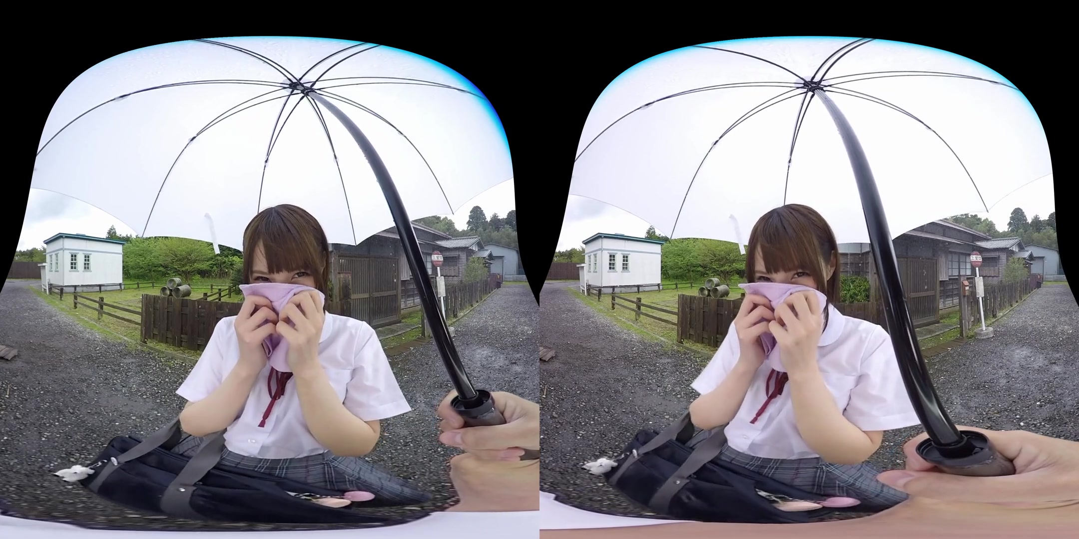 Sharing an Umbrella with Your Girlfriend on the way Home from School; Hot Japanese Outdoor Sex