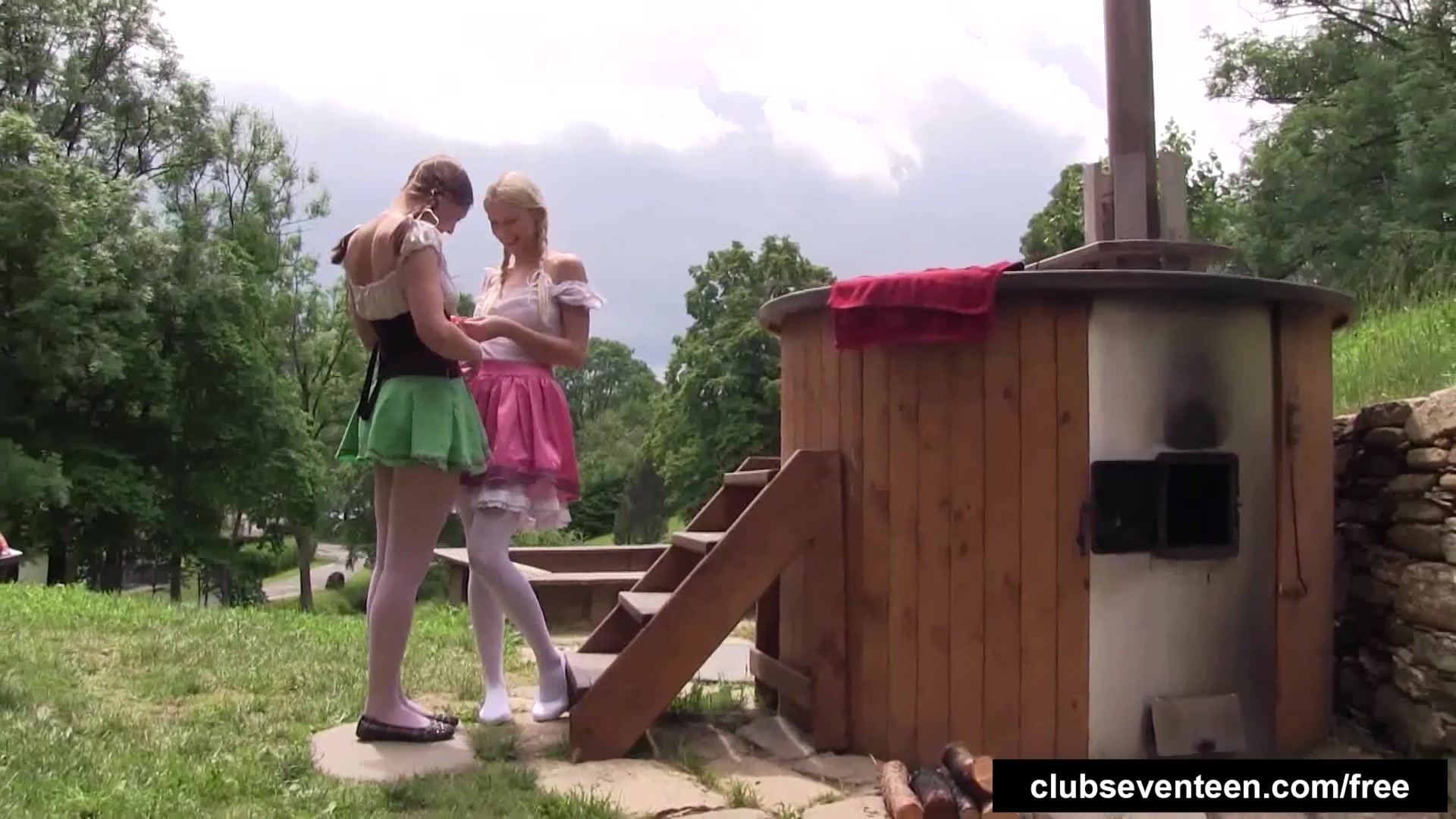 teen 18+ chicks gets fucked and jizzed outdoors
