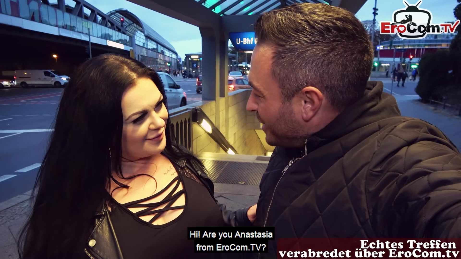 german fat chubby milf at real public pickup date at train station pov