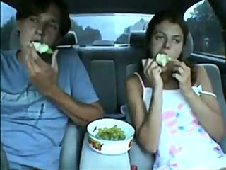 legal age teenager 18+ sucks his strapon in the car