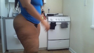 Phat Ass Smoking Hairy Pussy Thick Ebony BBW Kitchen Cleaning - Cami Creams