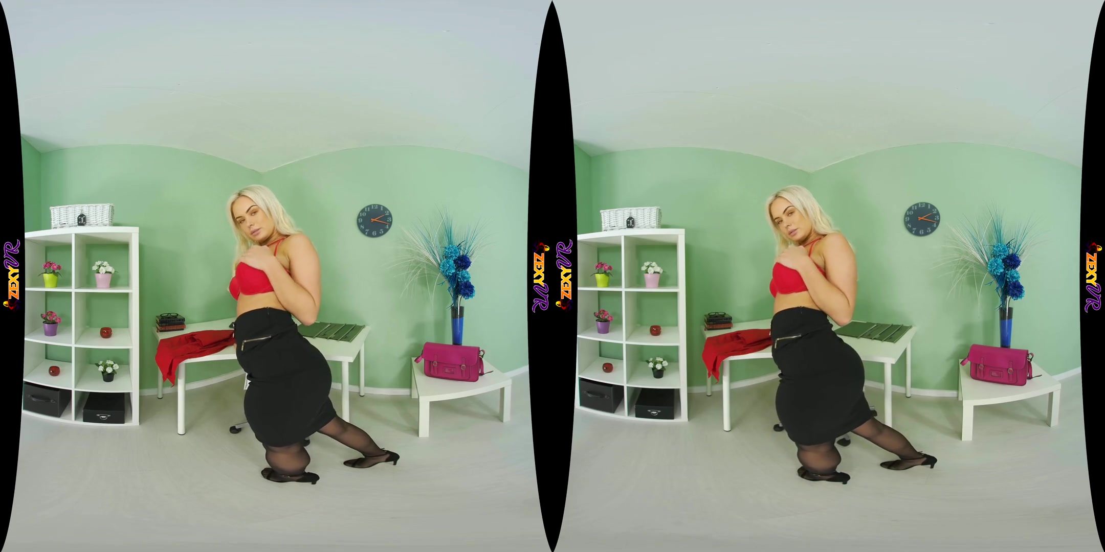 Workin' Hard - Busty Big Ass Office Stockings Striptease