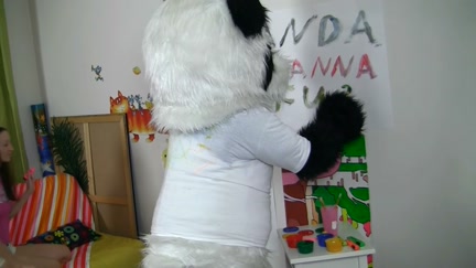 Ardent gal copulates with large Panda