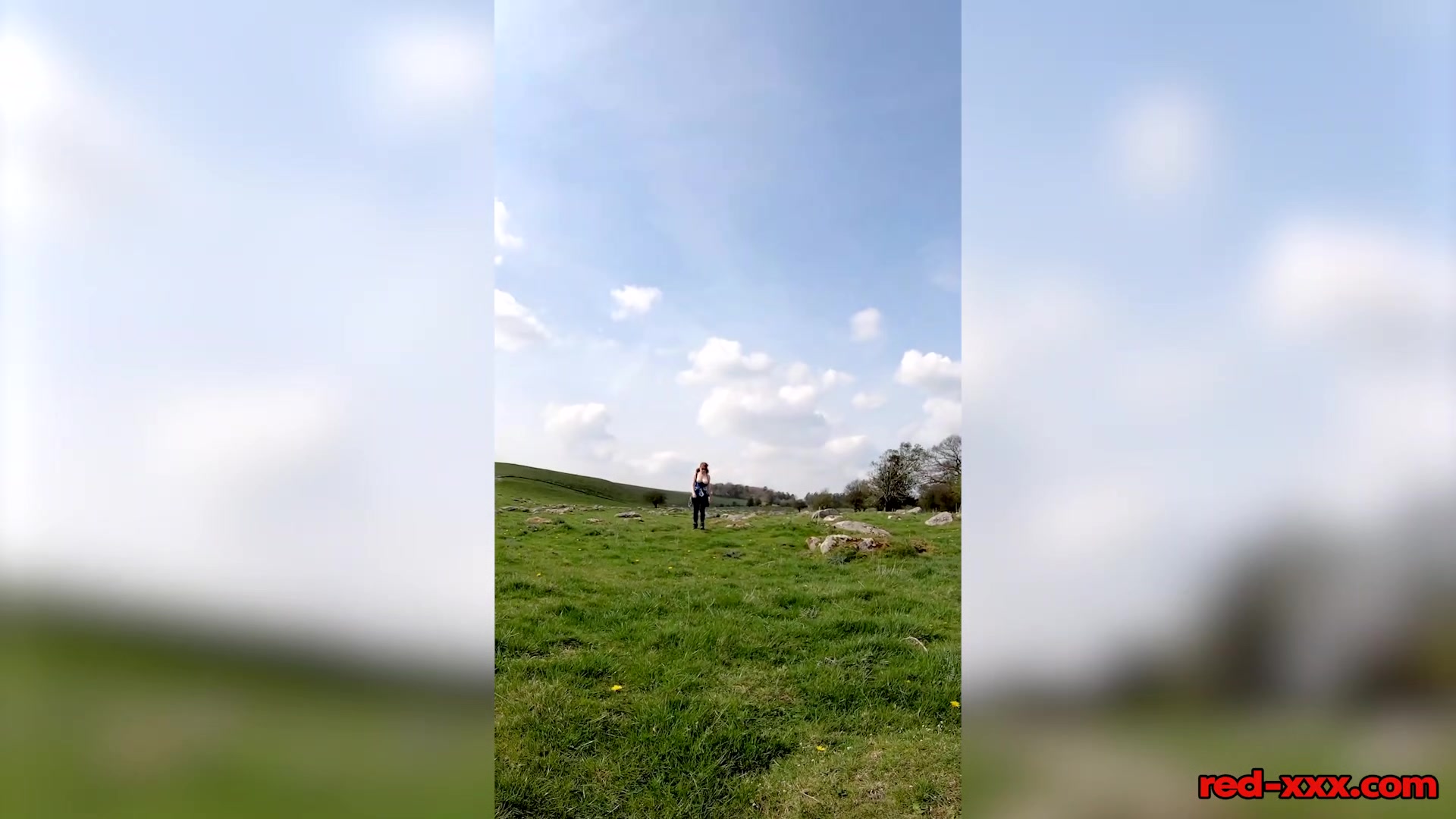 Hot MILF Red XXX goes for a topless walk on Easter
