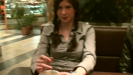Beauty with 2 braids does oral-job for 2 chaps at the same time