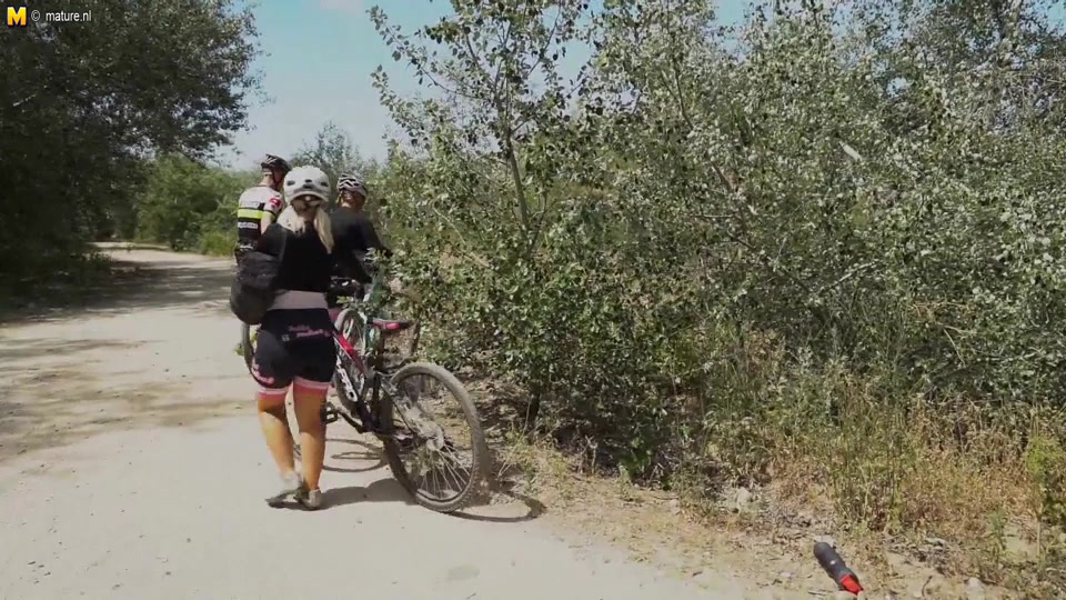 Two Hot Big Breasted Milfs Ssuck And Fuck A Younger Biker In The Open Air - MatureNL