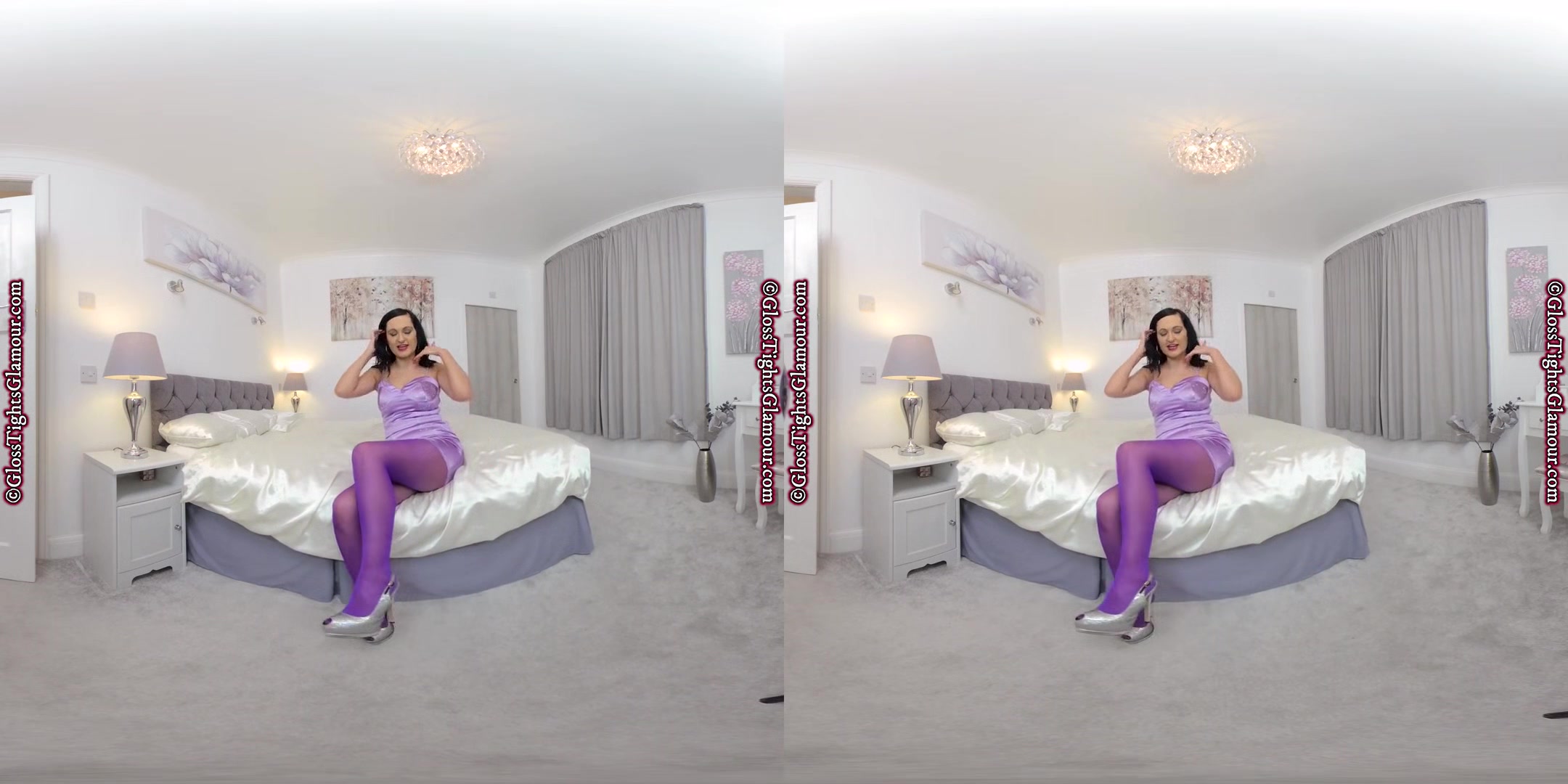Satin Seduction JOI; Curvy and Beautiful Babe with Shiny Stockings and Big Tits