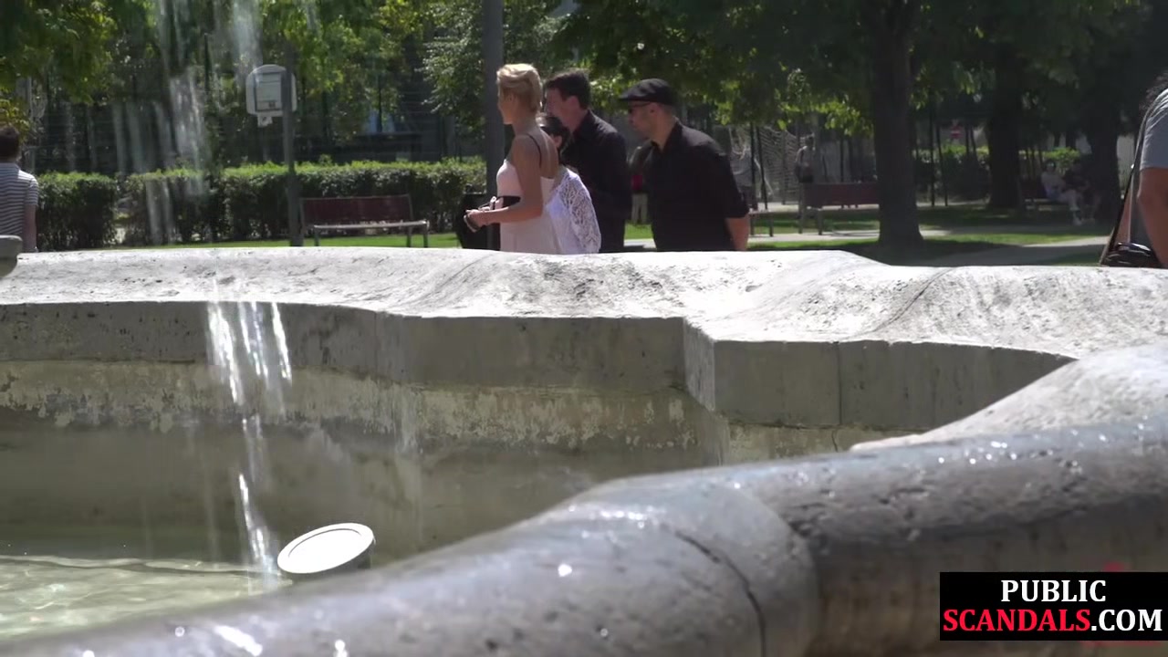 Public anal babe fucked and mouthjizzed in front of