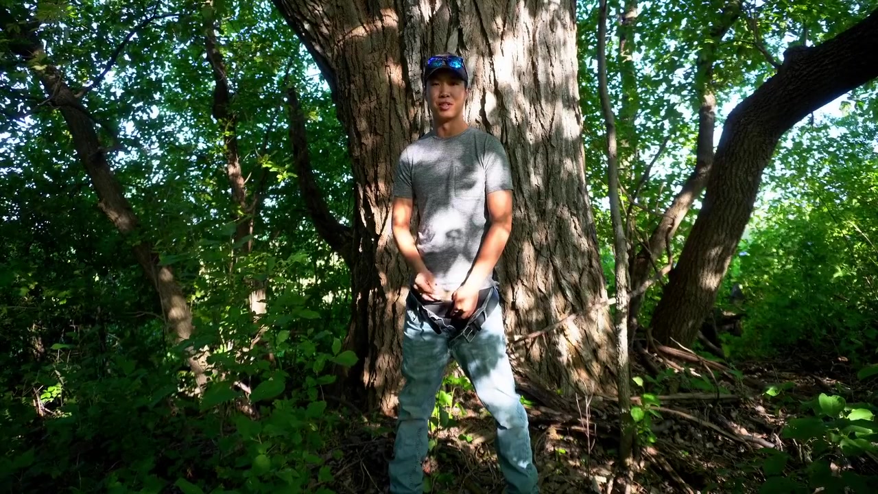 Horny Husband Masturbating And Cum In The Woods