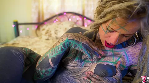Tattoo Girl Masturbating, Fingering Her Pussy And Ass, Fucks Her Anal With A Toy