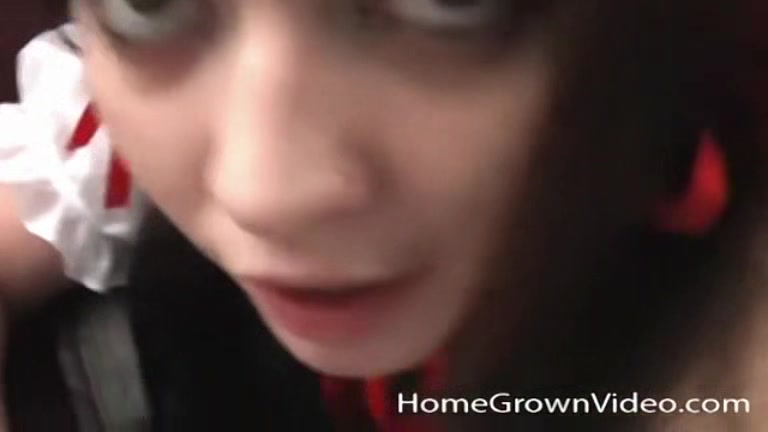 Cute brunette with braces sucks and fucks a big dick
