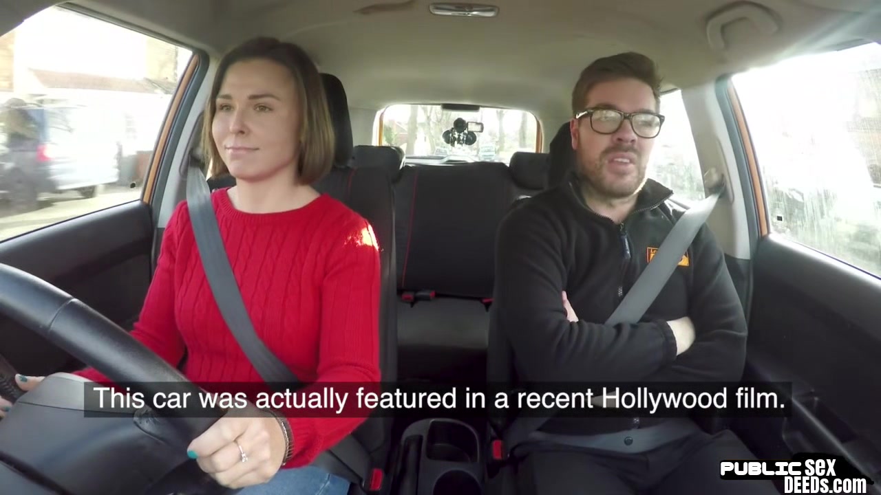 Big titted brunette fucked by instructor in the car in POV