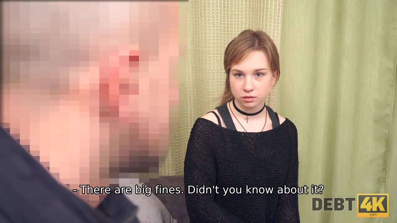 DEBT4k. Young debtor pays for debts using tender mouth and vagina