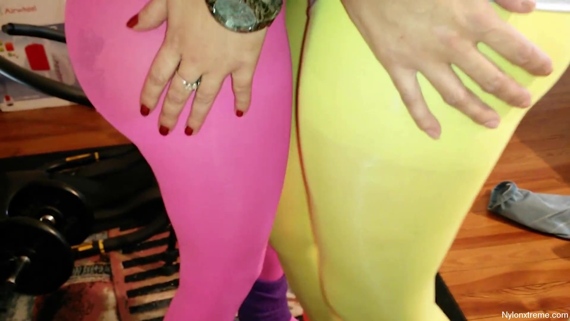 54 Threesome Pink Nylon And Yellow Pantyhose - Sex Movies Featuring Sexy Tights