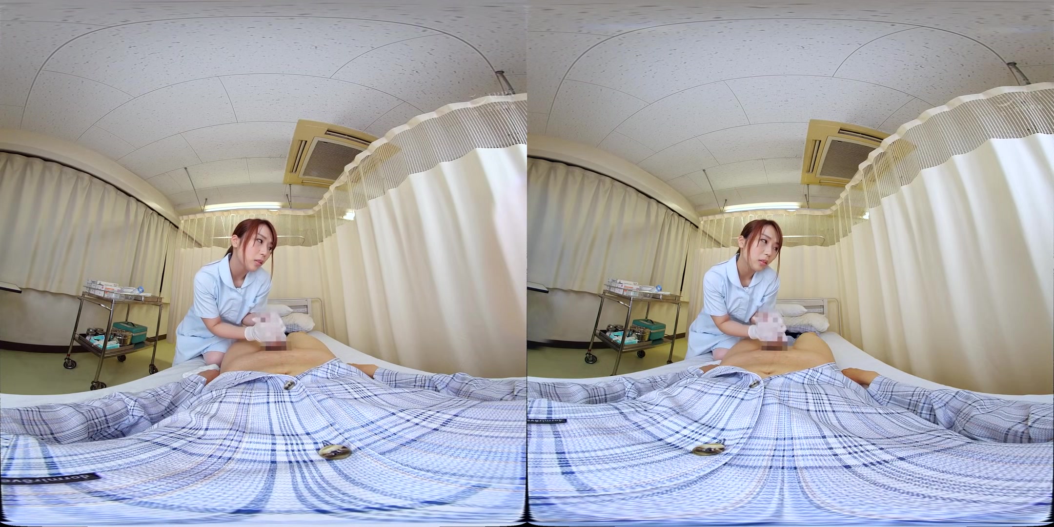 Frustrated Nurse can Hear Them Through the Curtains - Hot Japanese Nurse Blowjob and Sex