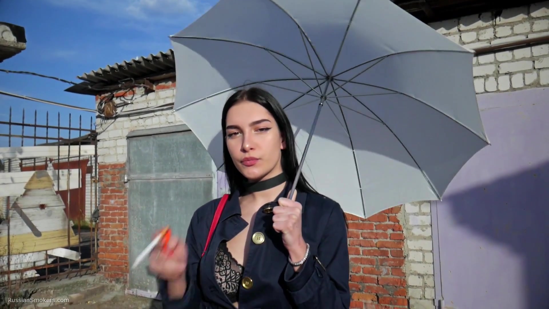 Attractive Lera Taking A Smoke Break Outside
