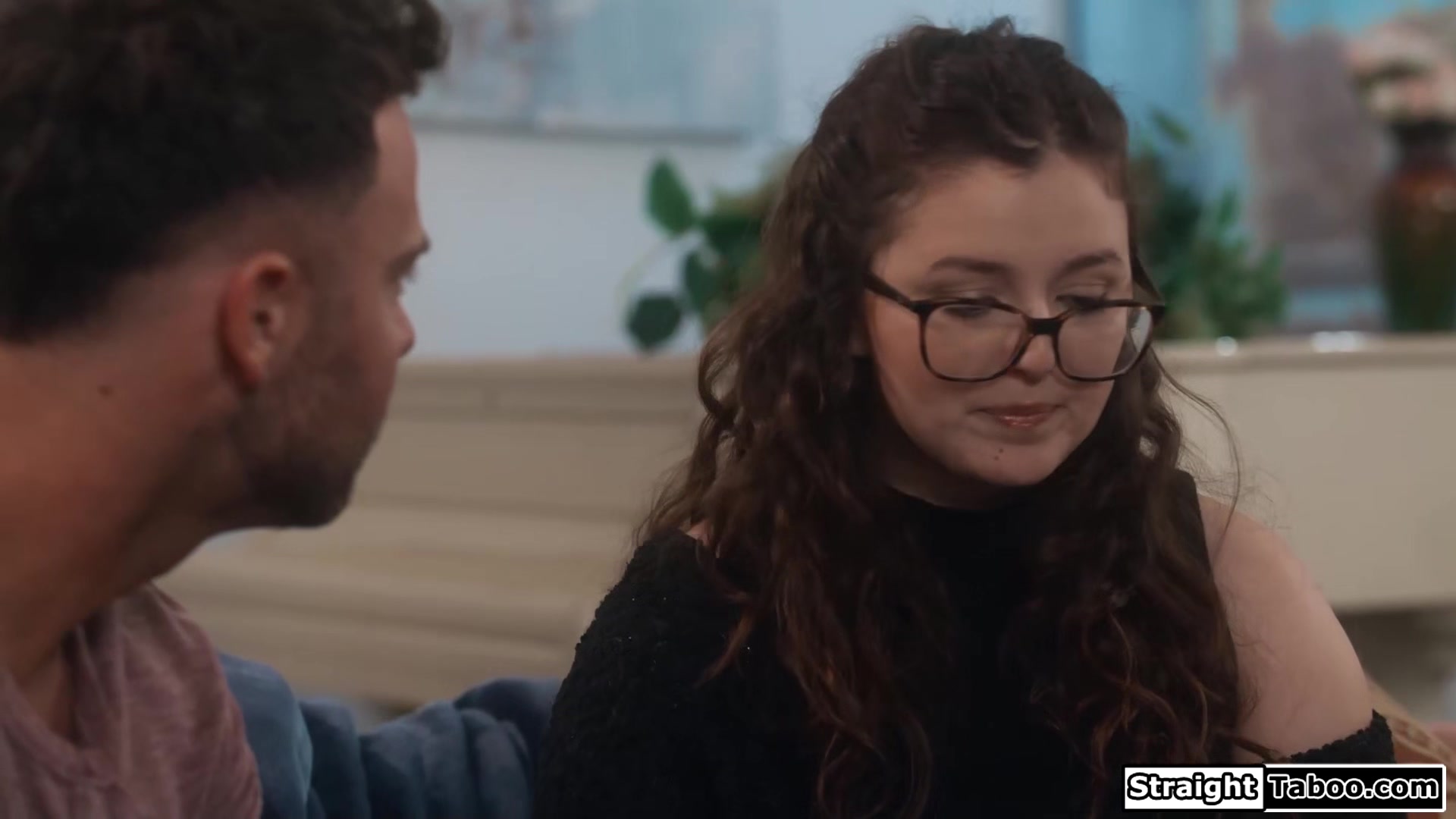 Teen slowly gets used to fucking stepdad and licking stepmom