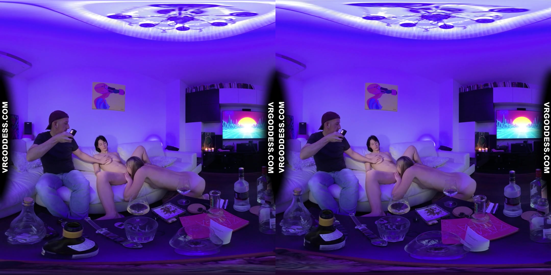 Black Light Chilling With Lesbians Alex And Blake Pussy Licking Drinking Lesbo Private Party