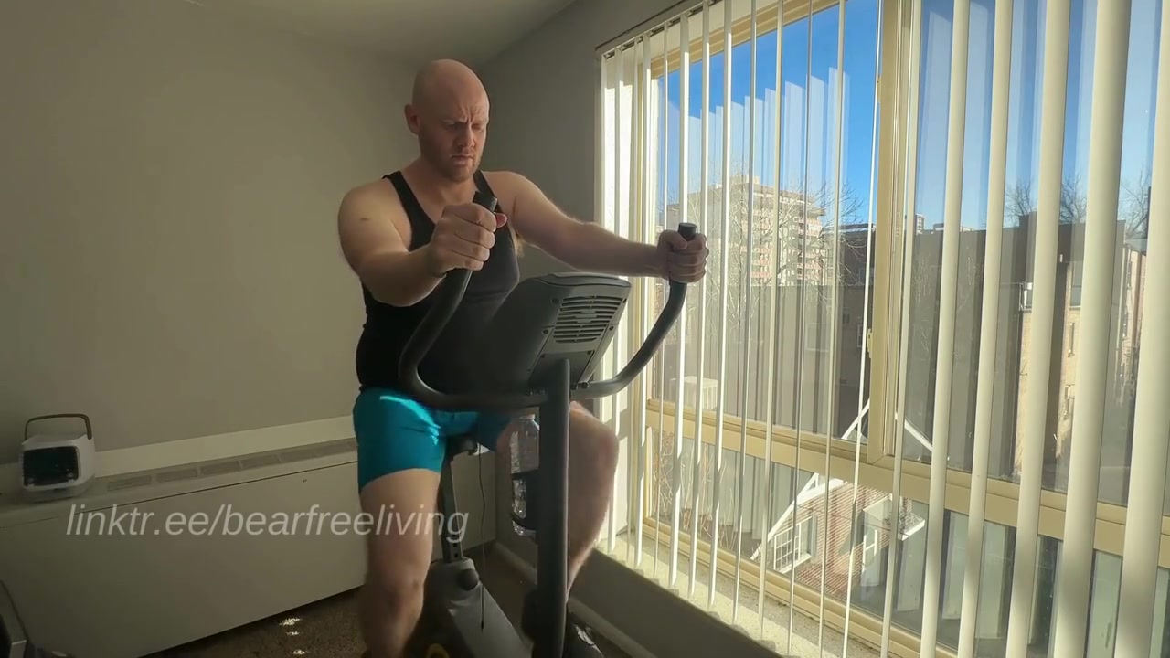 Horny Straight Bear Rides Exercise Bike Nude