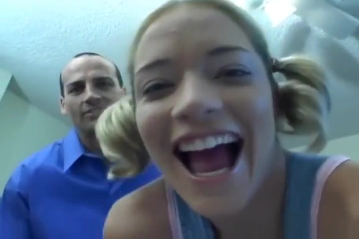Blonde babysitter sucks her boss's cock