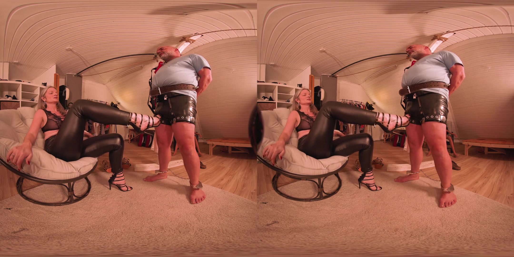 Cuffed Footjob