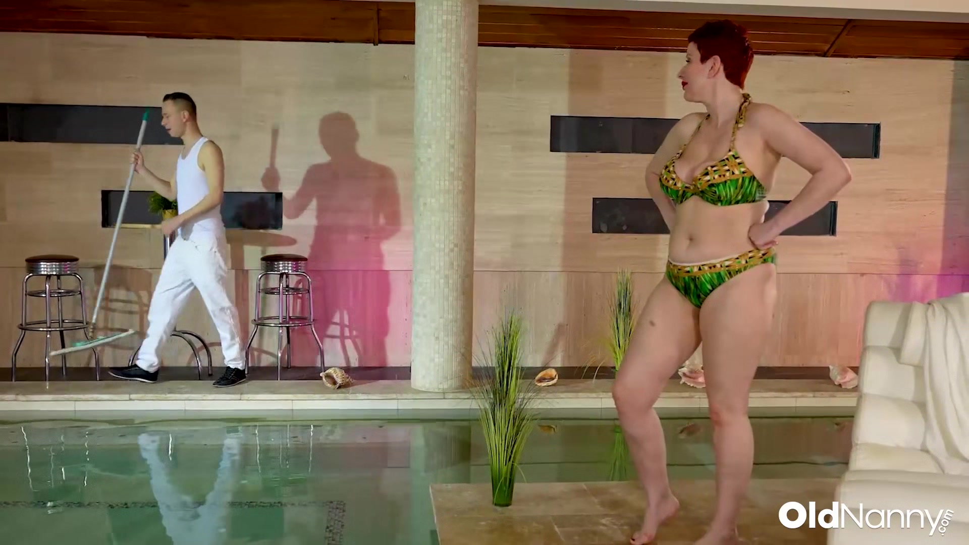 Redhead Mature Fucked By Man At Poolside